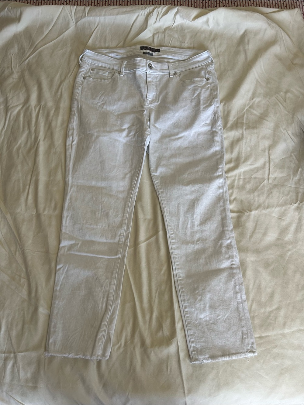 Torrid White Straight Leg Jeans with Raw Hem